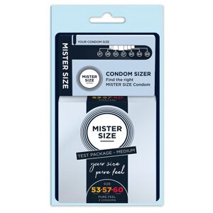 Mister Size kondómy Testovací balík s Penisovým meračom - 3ks