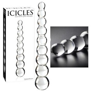 Icicles No. 2 - guličkový sklenený dildo (priehľadný)
