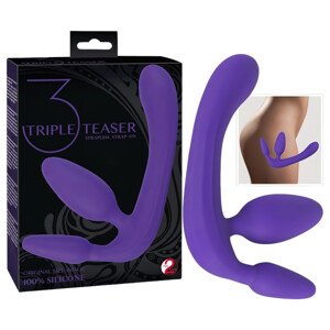 Trojitý dildo na pripnutie bez popruhov (fialové)