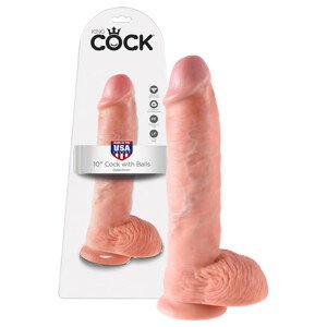 King Cock 10 semenník realistický veľký dildo (25 cm) - naturálny
