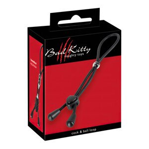 Bad Kitty - silikónový krúžok na penis a semenníky (čierny)
