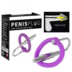 Kolík pre penis so špičkou a silikónovým krúžkom (fialovo-strieborný)