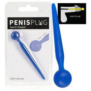 Dilator Sperm Stopper - guľový, silikónový dilatátor (modrý)