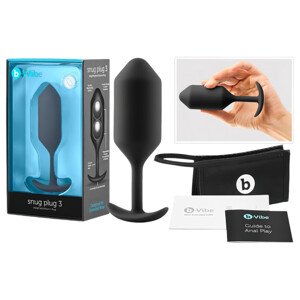 b-vibe Snug Plug 3 - dvojitý análny plug (180g) - čierny