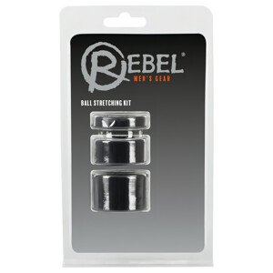 Rebel Ball - penis & semenník krúžok a natiahovač sada - (čierna)