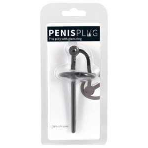 Silikónový dilatátor s krúžkom na penis (čierny)
