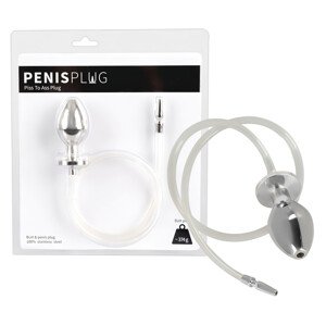 Piss to Ass Plug - dutý análny kolík s rozširovačom močovej trubice