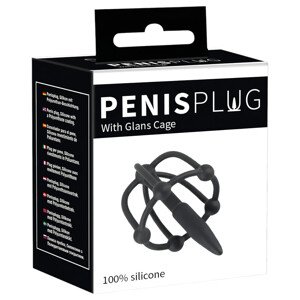 Penisplug - silikónová klietka na žaluď s dilatátorom (čierna)