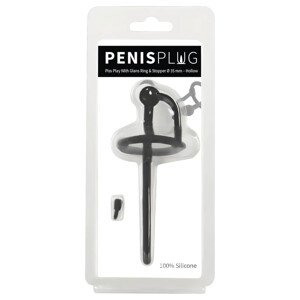 Penisplug - silikónový dilatátor s krúžkom (0,6mm) - čierny