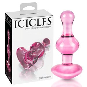 Icicles No. 75 - srdiečkový, sklenený anál plug (ružový)