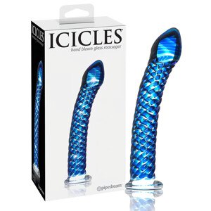 Icicles No. 29 - špirál, sklenené dildo na penis (modré)