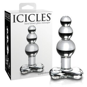 Icicles No. 47 - trojitý perlový, sklenený anál plug (priehľadný)
