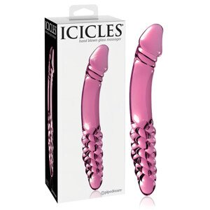 Icicles No. 57 - obojstranné sklenené dildo s penisom (ružová)