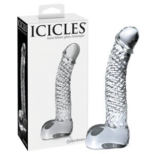 Icicles No. 61 - sklenené dildo s semenníkmi a penisom (priehľadné)