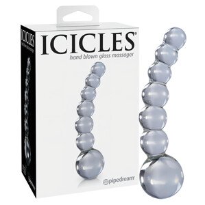 Icicles No. 66 - oblúkový, guľový sklenený dildo (priehľadný)