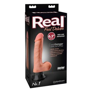 Real Feel Deluxe No.1 - realistický vibrátor s semenníkmi (prírodný)