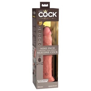 King Cock Elite 9 - prísavný vibrátor 23cm - naturálny
