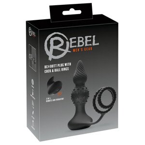 Rebel 2in1 - nabíjacie análne vibrátor s krúžkom na penis (čierny)