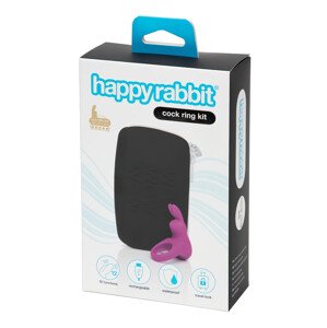 Happyrabbit Cock Kit - vibračný krúžok na penis s púzdrom (fialový)