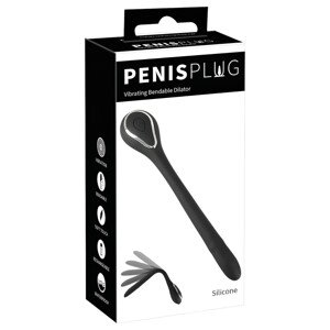 Penis Plug Dilatátor – vibračný, nabíjateľný (1,1 cm) – čierny