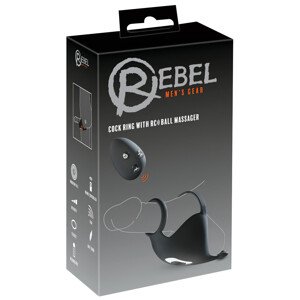 Rebel - nabíjateľný krúžok na penis a semenníky s vibráciou (čierny)