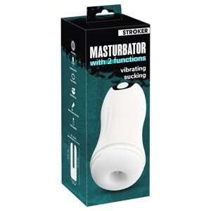 STROKER - nabíjací, sací-vibračný masturbátor (biely)