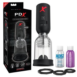 PDX Elite Tip Teazer - automatický sací vibrátor na žalude (čierny)