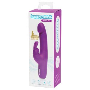 Happyrabbit Realistic Slim - nabíjací vibrátor so stimulátorom klitorisu (fialový)