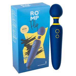 ROMP Flip Wand - nabíjací, vodotesný masážny vibrátor (modrý)