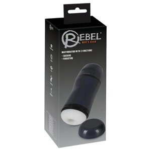 Rebel - 2v1 sací, vibračný masturbátor (čierny)
