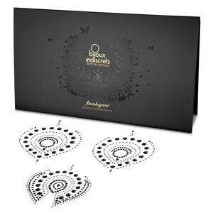 Trblietavé diamanty intímny šperk set - 3-dielny (čierny)