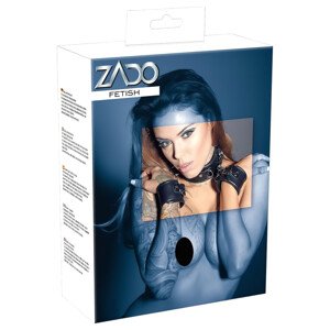 ZADO - kožený obojok s putami (čierny)