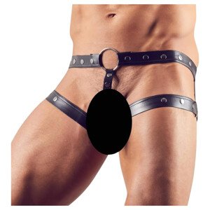 Svenjoyment - postroj s krúžkom na penis (čierny) - M/L