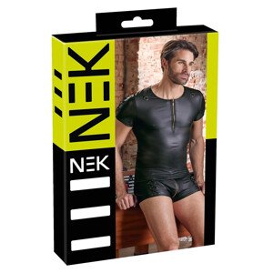 NEK - matný efekt, krátke rukávy, pánske tričko (čierne) - XL