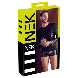 NEK - sexy dlhý rukáv s krížovými pásmi (čierny) - L