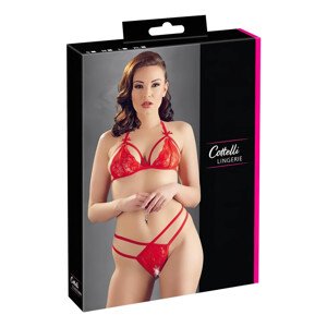 Cottelli - otvorená čipkovaná podprsenka súprava (červená) - L