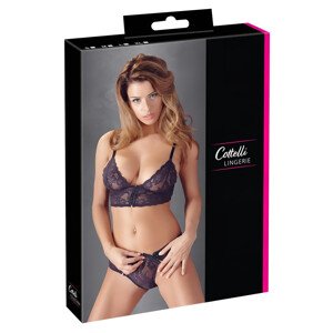 Cottelli - Kvetinová, čipkovaná podprsenka súprava (fialová) - L