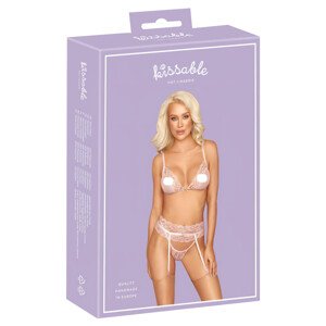 Kissable - čipkovaná spodná bielizeň súprava (ružová) - L/XL