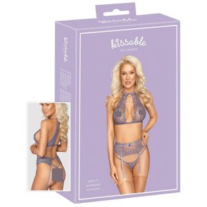 Kissable - čipkovaná bielizeň súprava (fialová) - L/XL