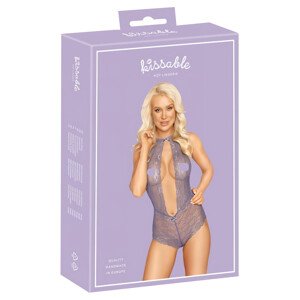 Bozkávateľné - čipkované body s nákrčkou (fialové) - L/XL