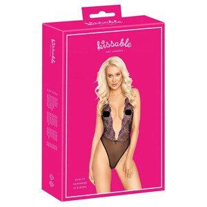 Pobozkateľné - čierne body so ružovou výšivkou - L/XL