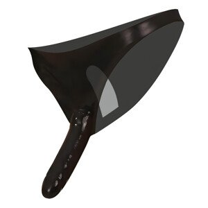 LATEX - nohavičky s vnútorným a vonkajším dildom - čierne (S-L)