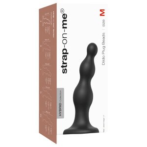 Strap-on-me Beads M - čierne korálkové dildo s prísavkou