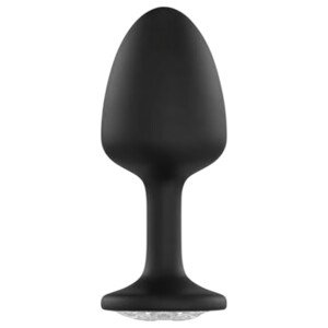 Dorcel Geisha Plug Diamond M - anál klenot s bielym kameňom (čierny)