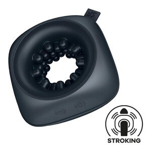 Satisfyer Ring Stroker - nabíjateľný, vibračný masturbátor (čierny)