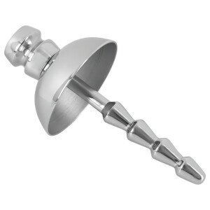 Penisplug – kovový, vrúbkovaný dilatátor (strieborný)