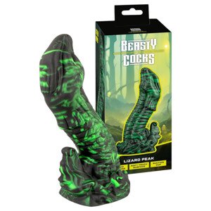 Beasty Cocks Lizard Peak - jašteričkový penis dildo (zeleno-čierny)