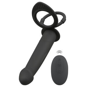 Pripínací análny vibrátor (čierny) Black Velvet Double F