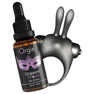 Orgie Orgasmic Bunny - vibrujúci erekčný krúžok set (čierny)