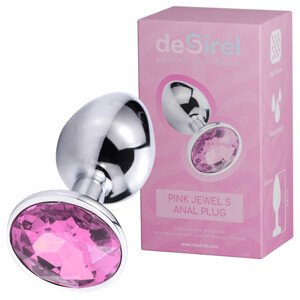 Desirel Pink Jewel S - análna zátka (strieborná-ružová)